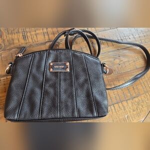 Nine West Black Leatherette Small Crossbody Bag Purse